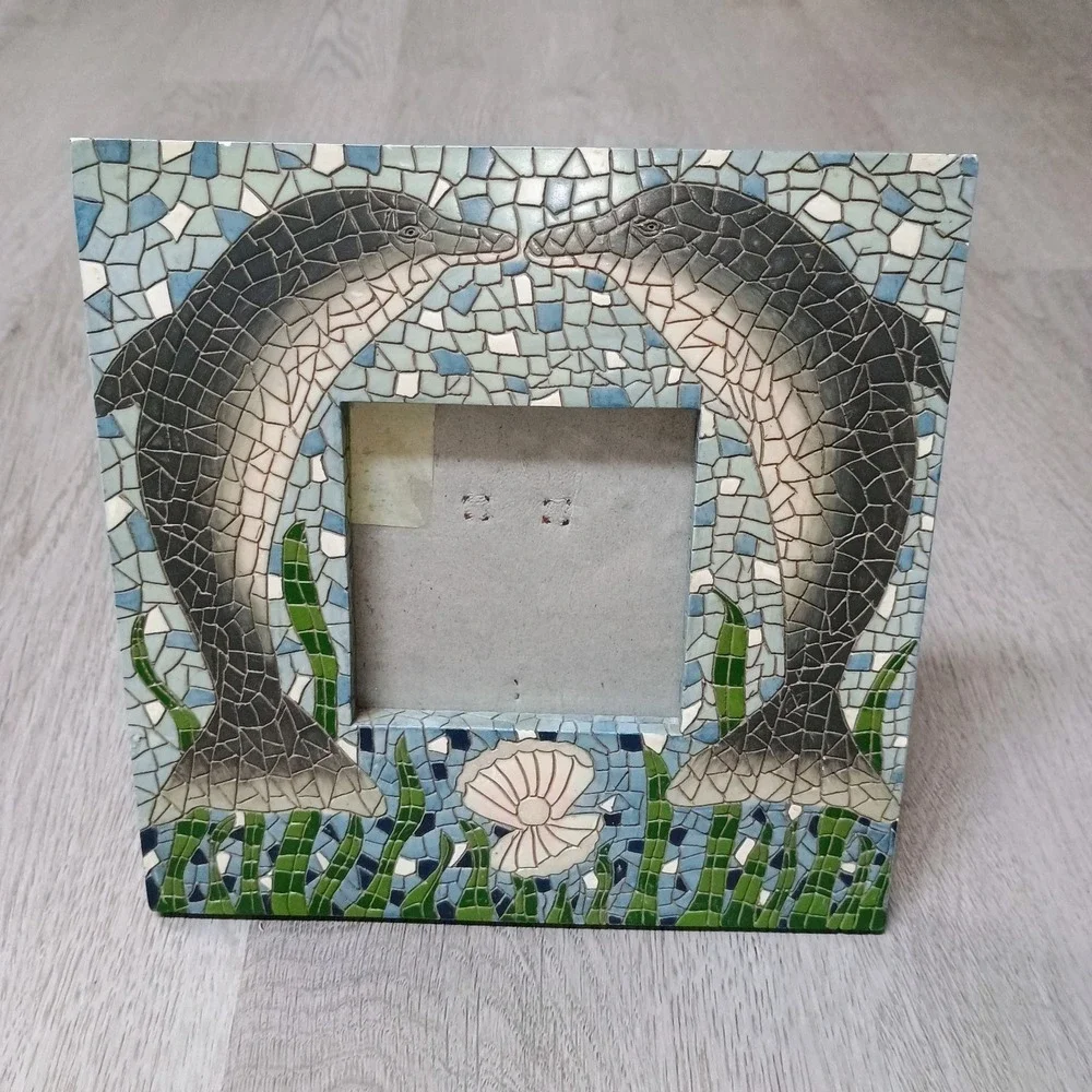 Dolphin Mosaic Look Picture Frame 3 X 3 Inch Picture